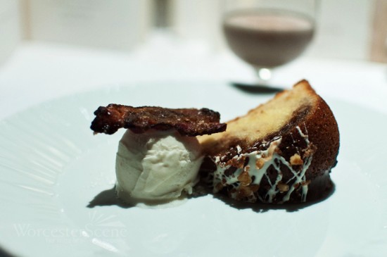 Sour Cream Coffee Cake with Parsnip Gelato and Candied Bacon