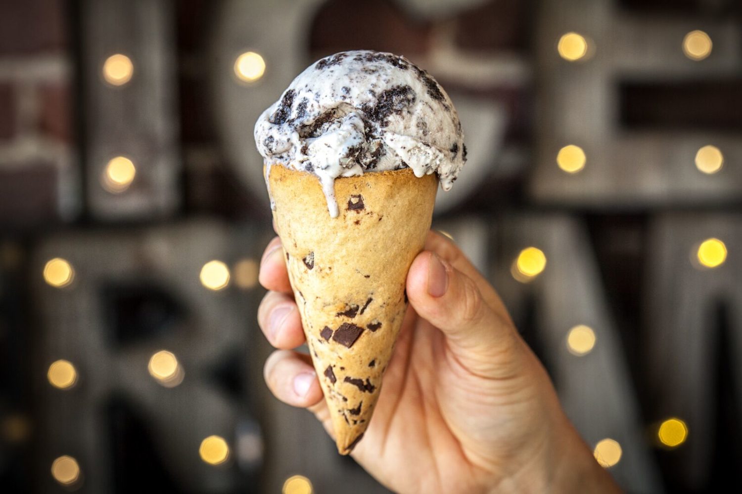 Oreo Ice Cream within a Chocolate Cookie Cone at WooBerry on Highland Street in Worcester (Photo by Erb Photography)