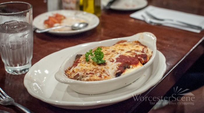 Veal Cutlet Parmigiana from Dino's on Lord Street in Worcester, MA