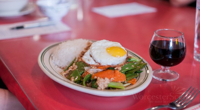 Sunny Side Egg atop Ground Pork from Dalat on Park Avenue in Worcester, MA