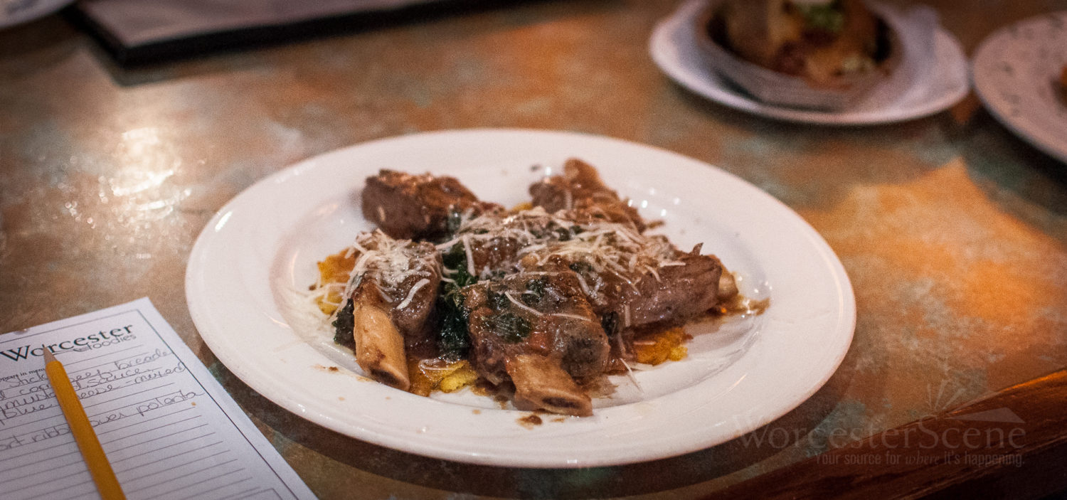 short ribs over fried polenta from O'Connor's on West Boylston Street in Worcester, MA