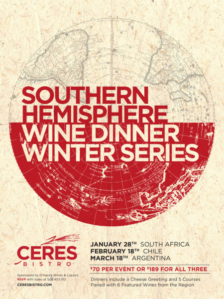 Southern Hemisphere Wine Dinner at Ceres Bistro in Worcester, MA