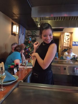 The waitress at Takara on Millbury Street in Worcester, MA