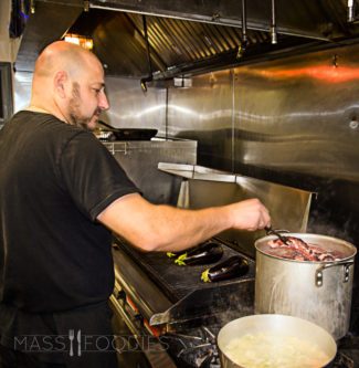 Nikolaos “Niko” Georgiadis in the kitchen at Mezé on Shrewsbury Street in Worcester, MA