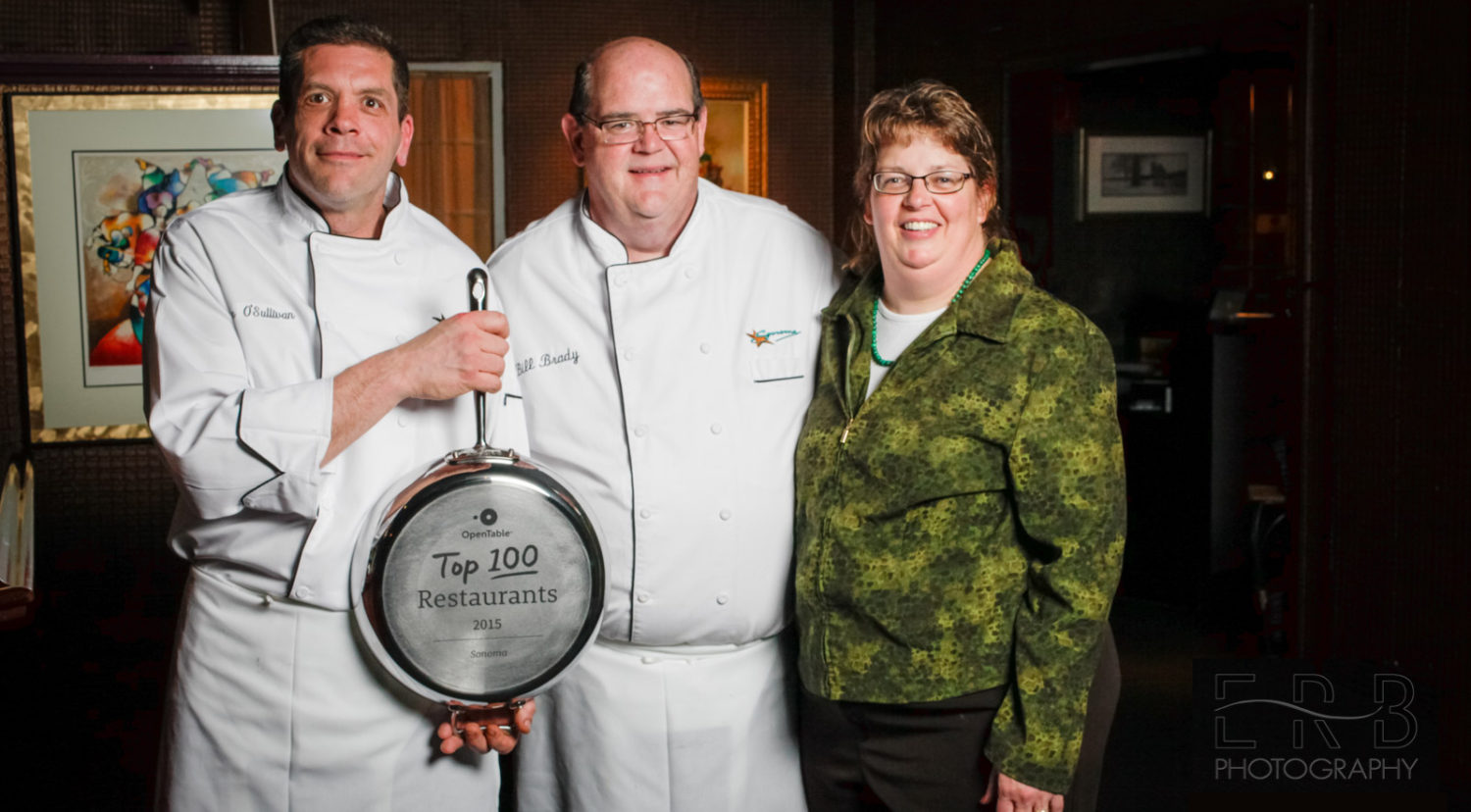 Chef O'Sullivan with Chef Bill Brady and his wife Kim (Taken by Erb Photography for Mass Foodies).