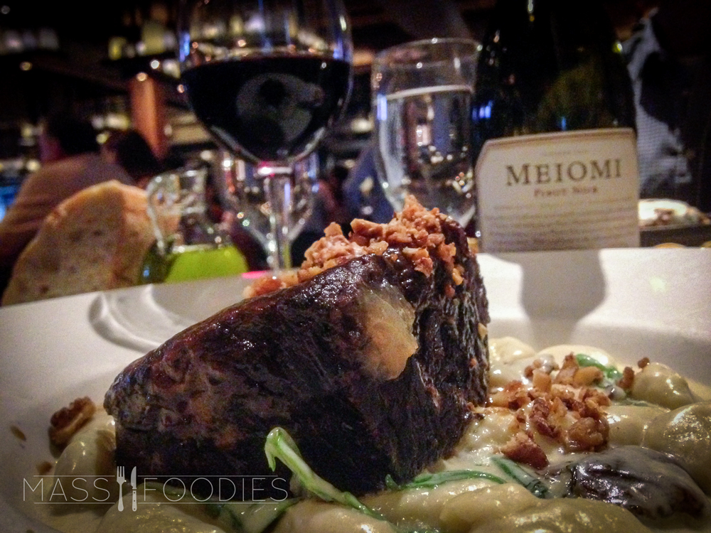 Via's Braised Short Ribs pair well with the Meiomi Pinot Noir.