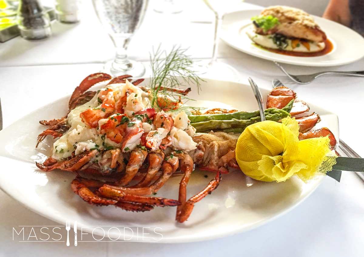 Lobster from La Languedoc—pan fried and served with soft polenta and farm fresh asparagus