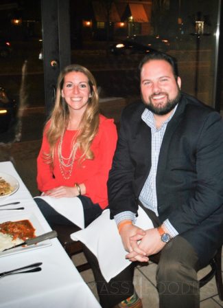 Representatives Kate Campanale and Dave Muradian sitting down at Nuovo on Shrewsbury Street.