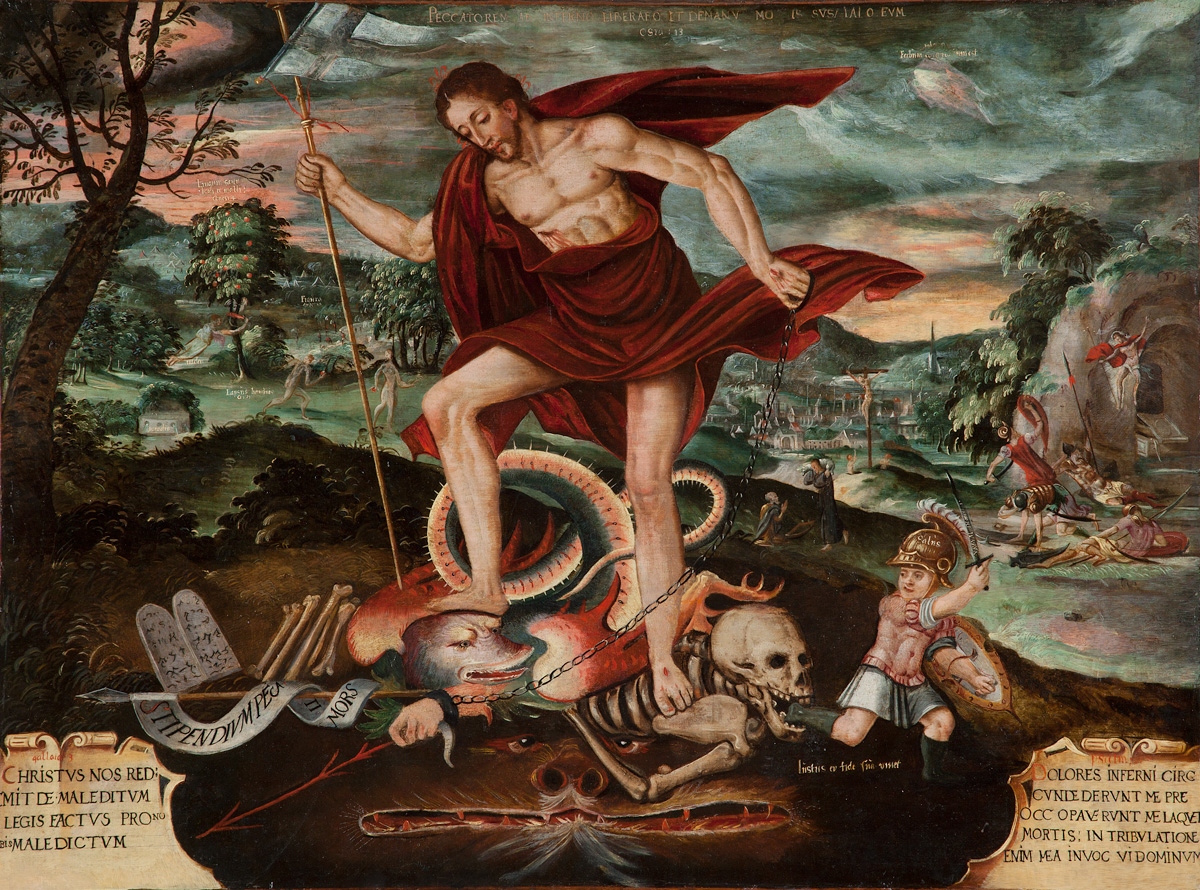 Christ Descending into Hell, Peruvian, 18th century, Oil on canvas, Roberta and Richard Huber Collection, Photograph by Robert Schwarz