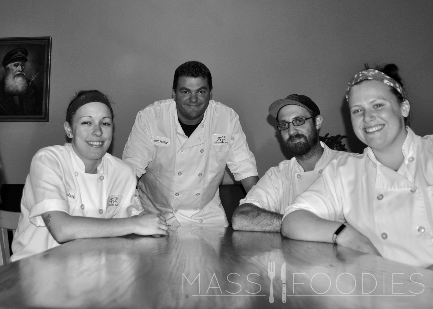 deadhorse hill's culinary team: Chef de cuisine Robin Clark, Executive Chef Jared Forman, Nathan Sanden, and new addition, Erin Hockey