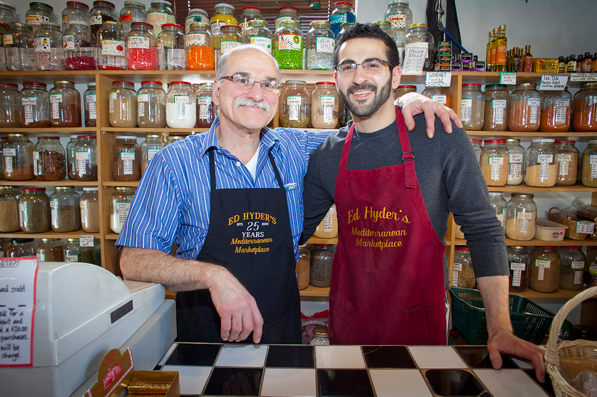 Ed Hyder (left) pictured in his marketplace in Worcester. (Photo: Erb Photography for Discover Central Massachusetts)