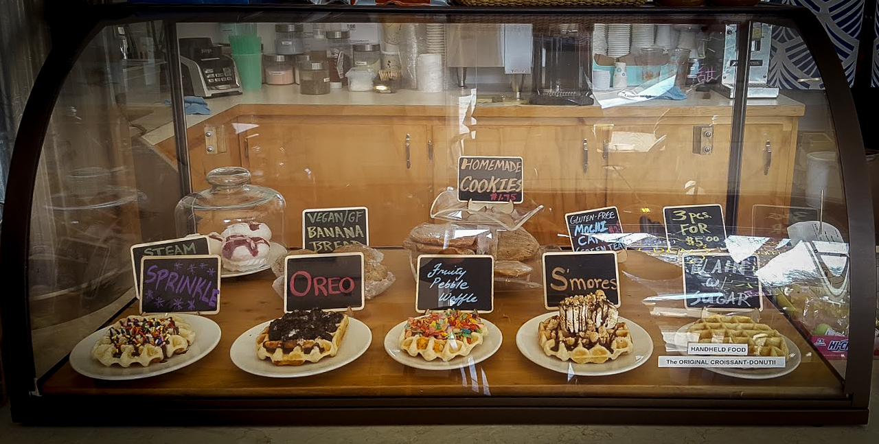 Waffle selections at Blue Shades on Park Avenue in Worcester, MA.