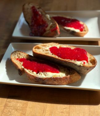 Country toast with Vermont Cabot butter and housemade raspberry jam (BirchTree Bread Company)