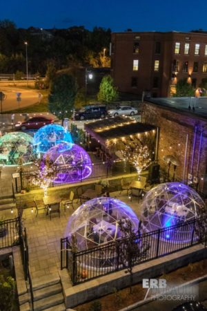 Lock 50, in Worcester, offer igloos to extend patio dining throughout winter.